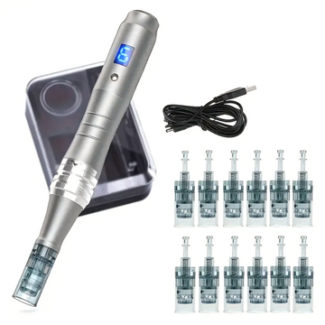 Follicly™ Derma Pen med 12 justerbare nålepatroner (16, 36 eller 42 nåle)